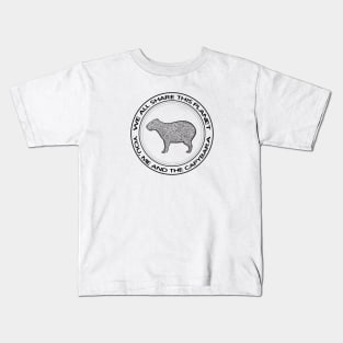 Capybara - We All Share This Planet - animal design on white Kids T-Shirt